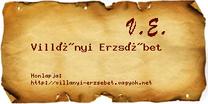 Villányi Erzsébet névjegykártya